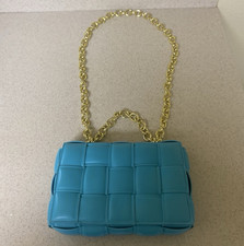 Blue Bottega Veneta Shoulder Bag Gold Chain