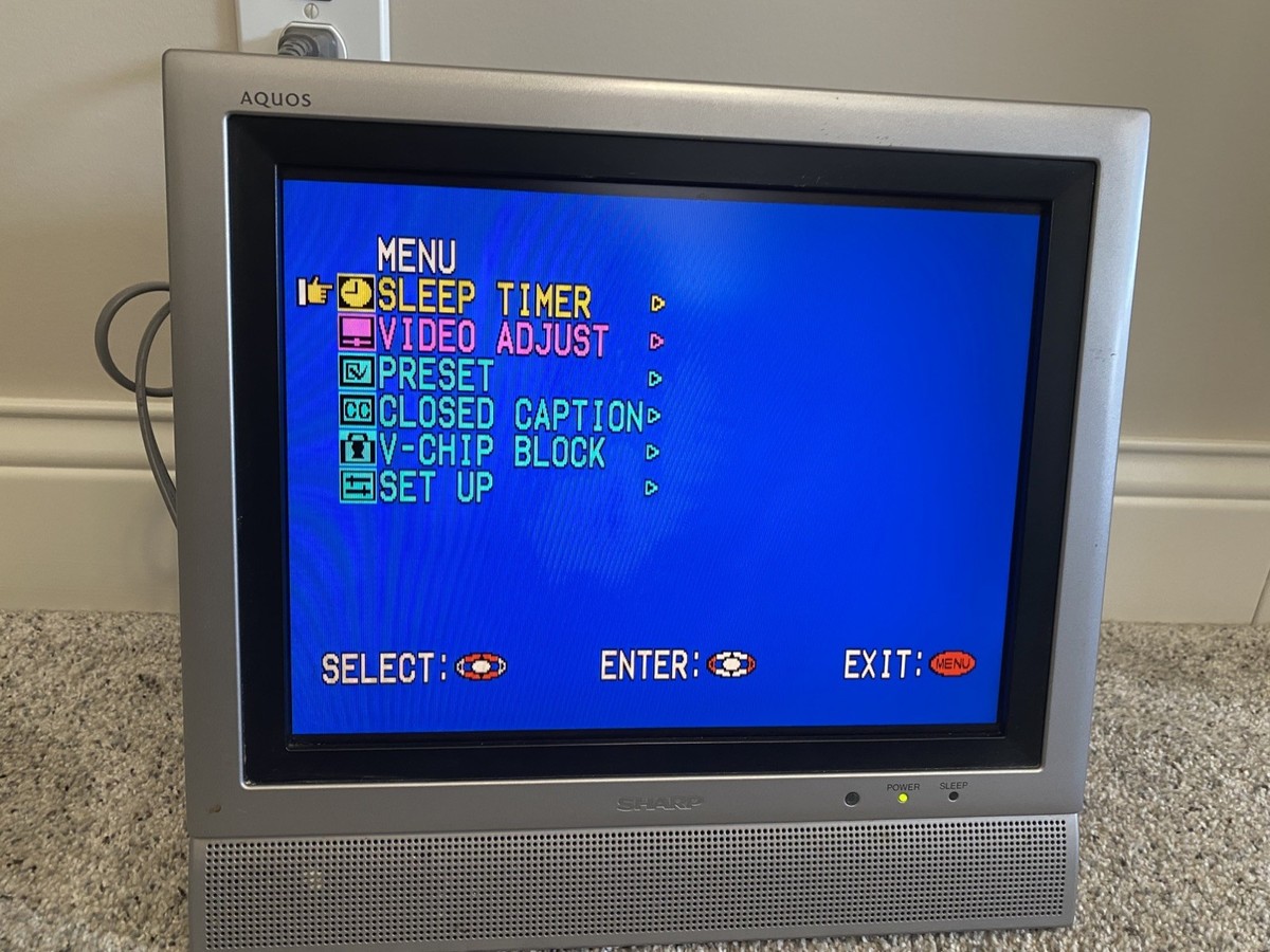 Sharp Aquos LC-13E1U 13 LCD TV Portable Stereo Retro Gaming Stand