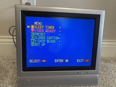 Sharp Aquos LC-13E1U 13 LCD TV Portable Stereo Retro Gaming Stand