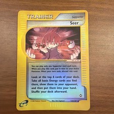 Seer #133 Reverse Holo Aquapolis 2002 133/147 E-Reader Trainer Pokemon Card MP