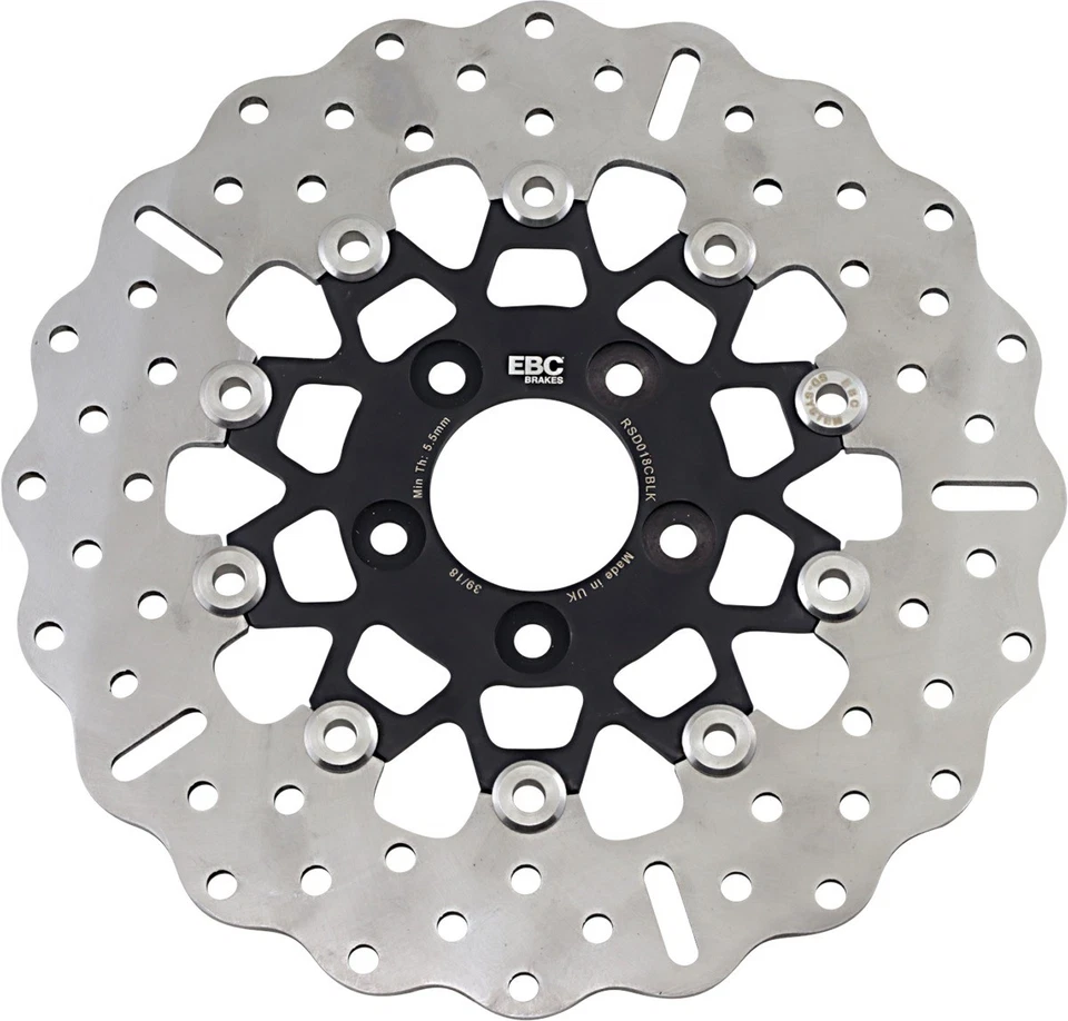 10 Button Contour Floating Rear Brake Rotor - Black Chrome Center EBC RSD018CBLK - Image 2 of 2