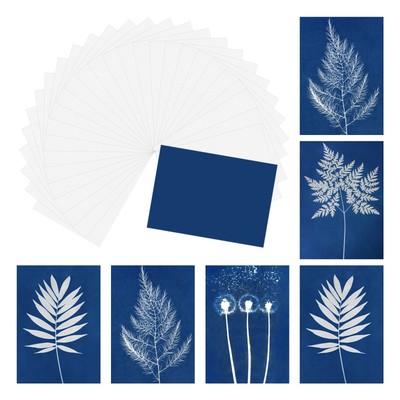 Cyanotypie Papier, 12 Blatt Sonnendruck Papier Kit weiß Bastelpapier 8,3x5,8''