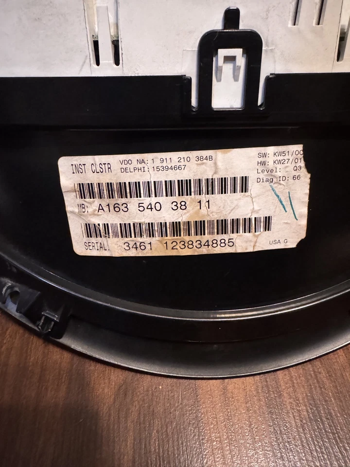 Cuadro de instrumentos OEM MERCEDES ML320 W163 2002 A1635403811 Foto 3 de 4