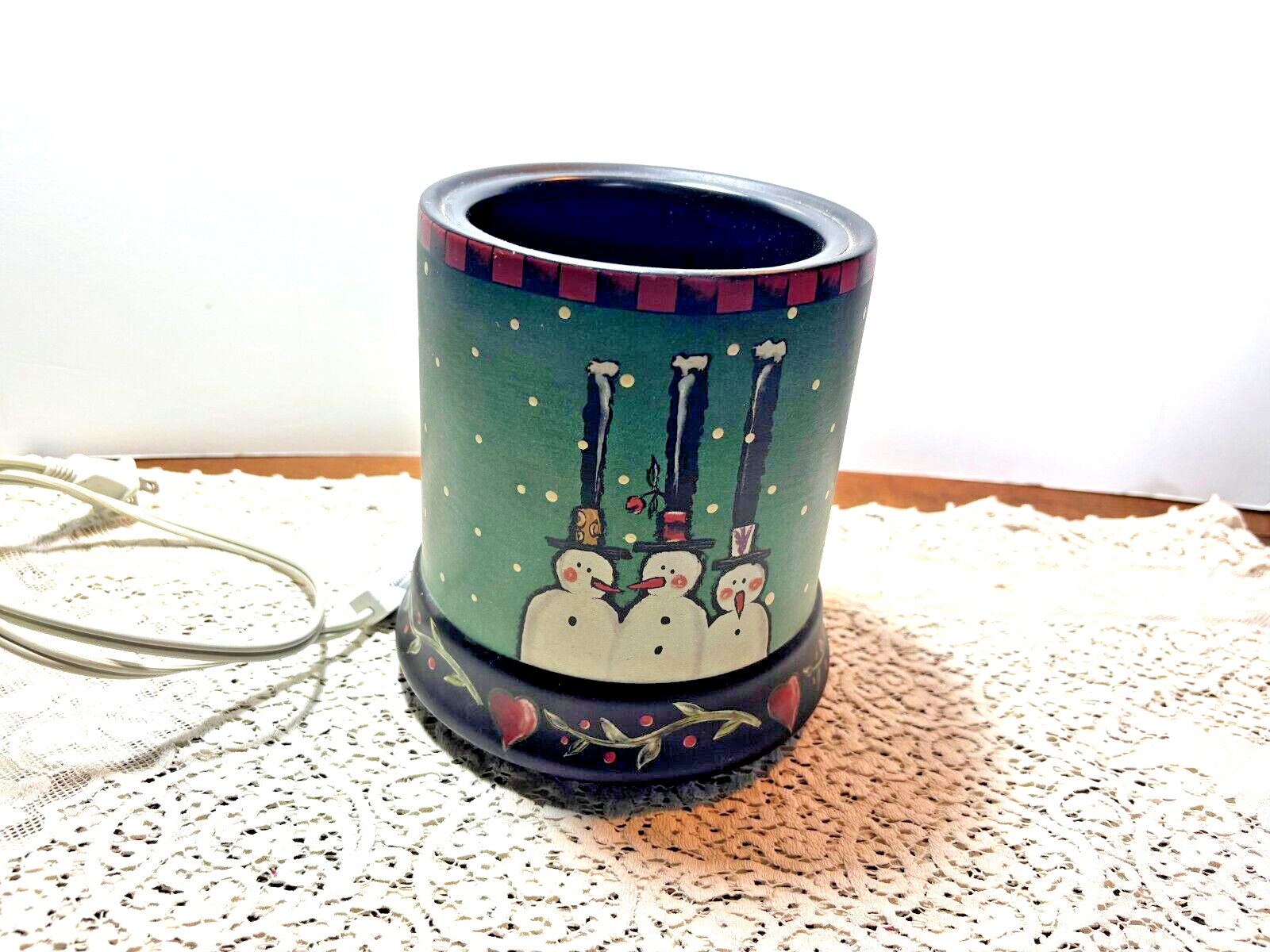 Snowman Trio Candle Warmer with Festive Green Snowy Base  -image