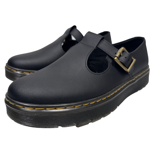 Dr. Doc Martens Zavala Black Leather Mary Jane Shoes Womens Sz 11