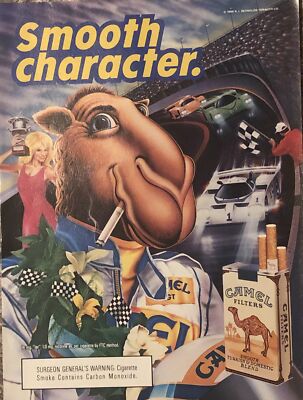 1989 Camel Filters Cigarettes PRINT AD Joe Car Racing VTG 1980s Smooth  Character