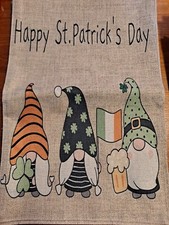 NEW Home  Garden 1pc Double Sided Happy St Patricks Day Gnome Garden Flag 12x18