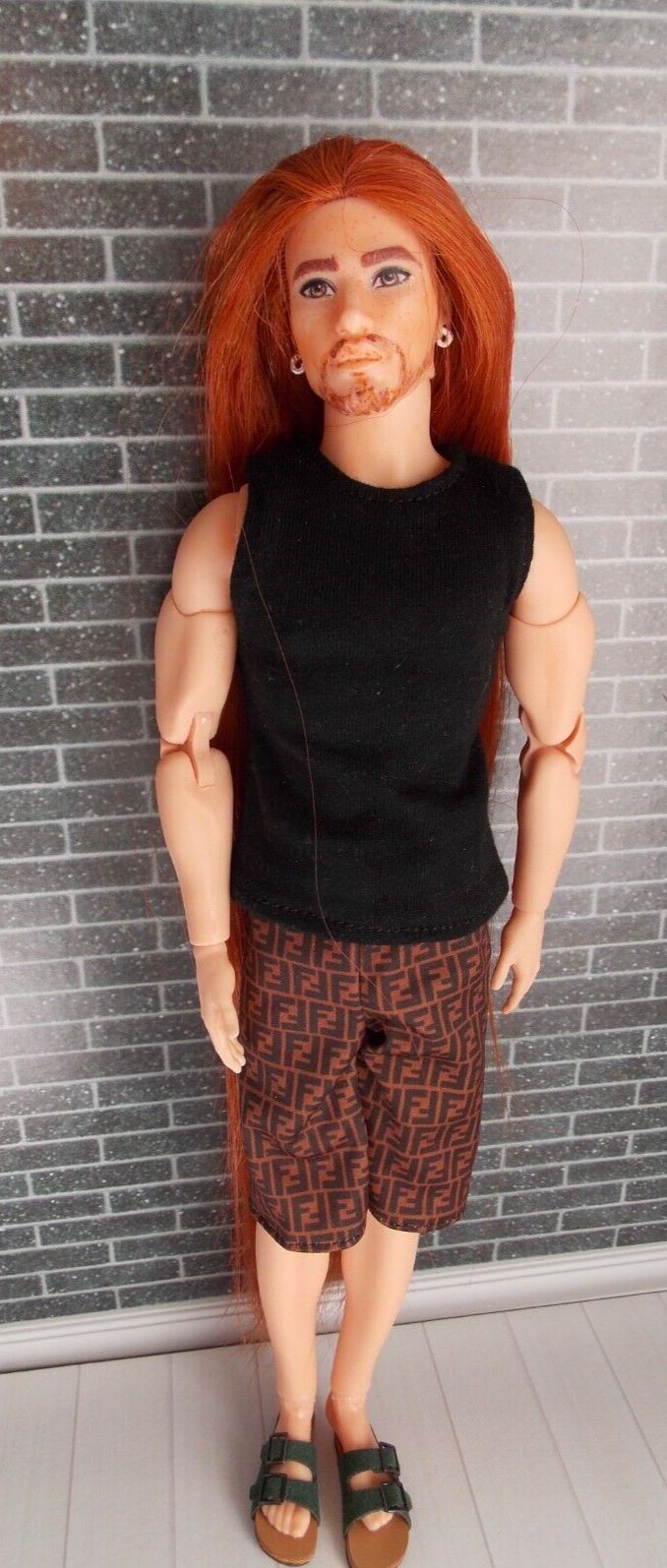 OOAK Unique Male Ken Barbie Repaint Art Doll MTM Body Gendered Doll