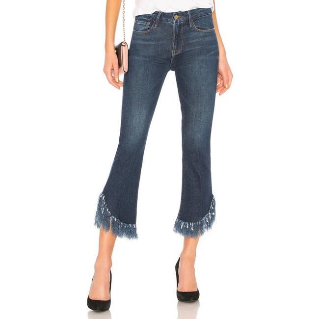 FRAME Le High Straight Jeans Size 24 Frayed Fringe Hem