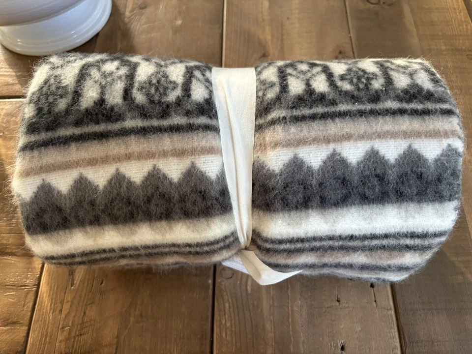 Pottery Barn Wool Fair Isle Jacquard Knit Throw, 50”x60” - Image 2 of 4