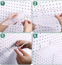 Lounsweer 4-Pack Clear Acrylic Pegboard Shelves 8x4" Wall Organizer Display Hook