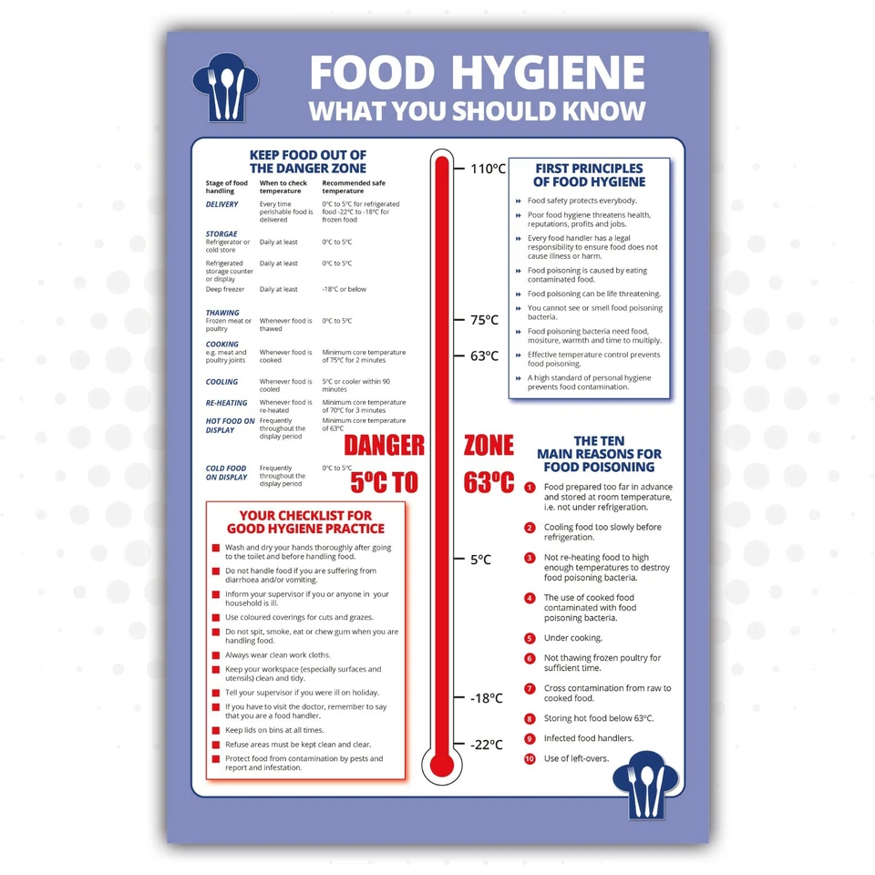 STICKERSHOP103 Food Hygiene - What You Should Know Info Self Adhesive Sticker Health & Safety