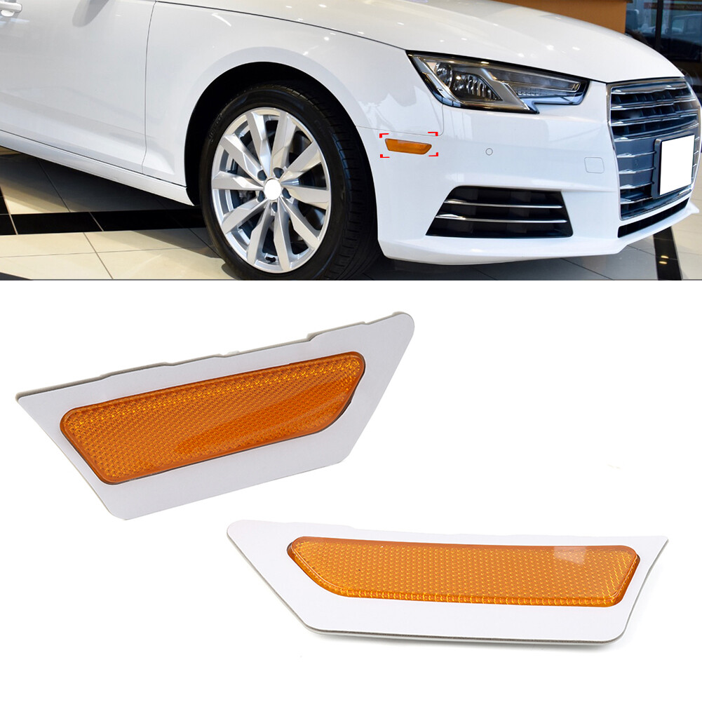 1 Pair Front Bumper Reflector Side Marker Light Yellow For Audi A4