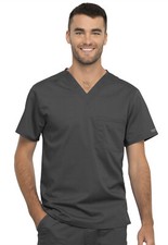 Cherokee Workwear Unisex Pocket V Neck Top WW625 PWT Pewter Free Ship