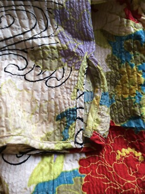 Haut Kimono En Soie Multicolore à Imprimé Floral Citron - Taille M, Manches Longues, Style Santa Monica, Neuf Sans étiquettes