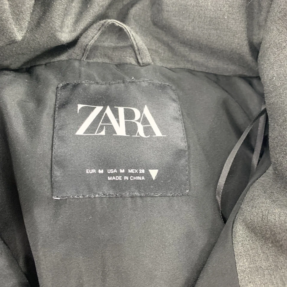 Zara Cropped Puffer Coat Size Medium Womens Dark Gray Winter Cold Weather Jacket - Image 3 of 4