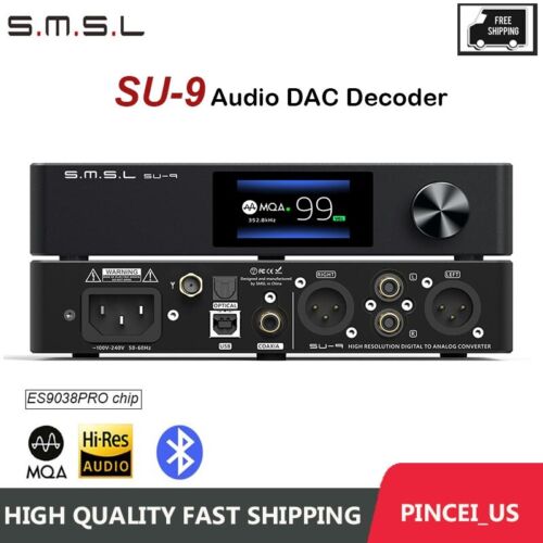 SMSL SU-9 MQA ES9038PRO Bluetooth 5.0 DSD512 768kHz/32Bit XMOS SU9 Full Decoder - Picture 1 of 6