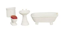 Dolls House Plain White Bathroom Suite Furniture Set 1:24 Half Inch