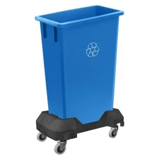 23 Gallon Slim Trash Can with Dolly, Commercial Heavy-Duty Wheeled Waste Bin