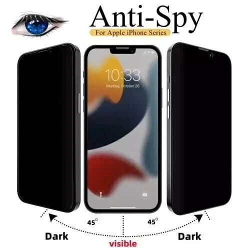 2 Pack Privacy Tempered Glass Screen Protector For iPhone 17 16 15 14 13 12 11 X - Image 3 of 4