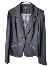 City Chic Womens Zip Trim Blazer Xs Black Striped Lining.
