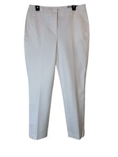 Chicos Pants Size 1.5R US 10R Off White Stretch Straight Leg Pockets Elegant