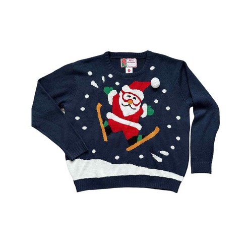Merry Christmas Damen Santa Clause Ugly Christmas Holiday Pullover Blau Gr. L/XL