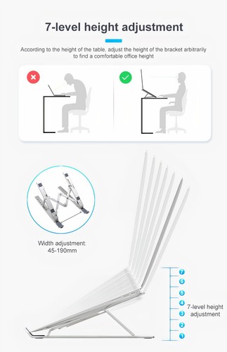 Adjustable Ergonomic Laptop Riser Foldable Portable Laptop Tablet Notebook Stand - Picture 6 of 11