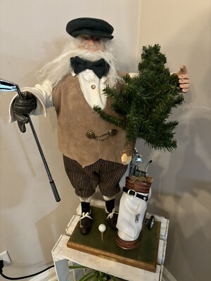 Rare Santa s By Donna Lalato 1992 # ed Golf Bag Club Christmas Tee-Off Figure