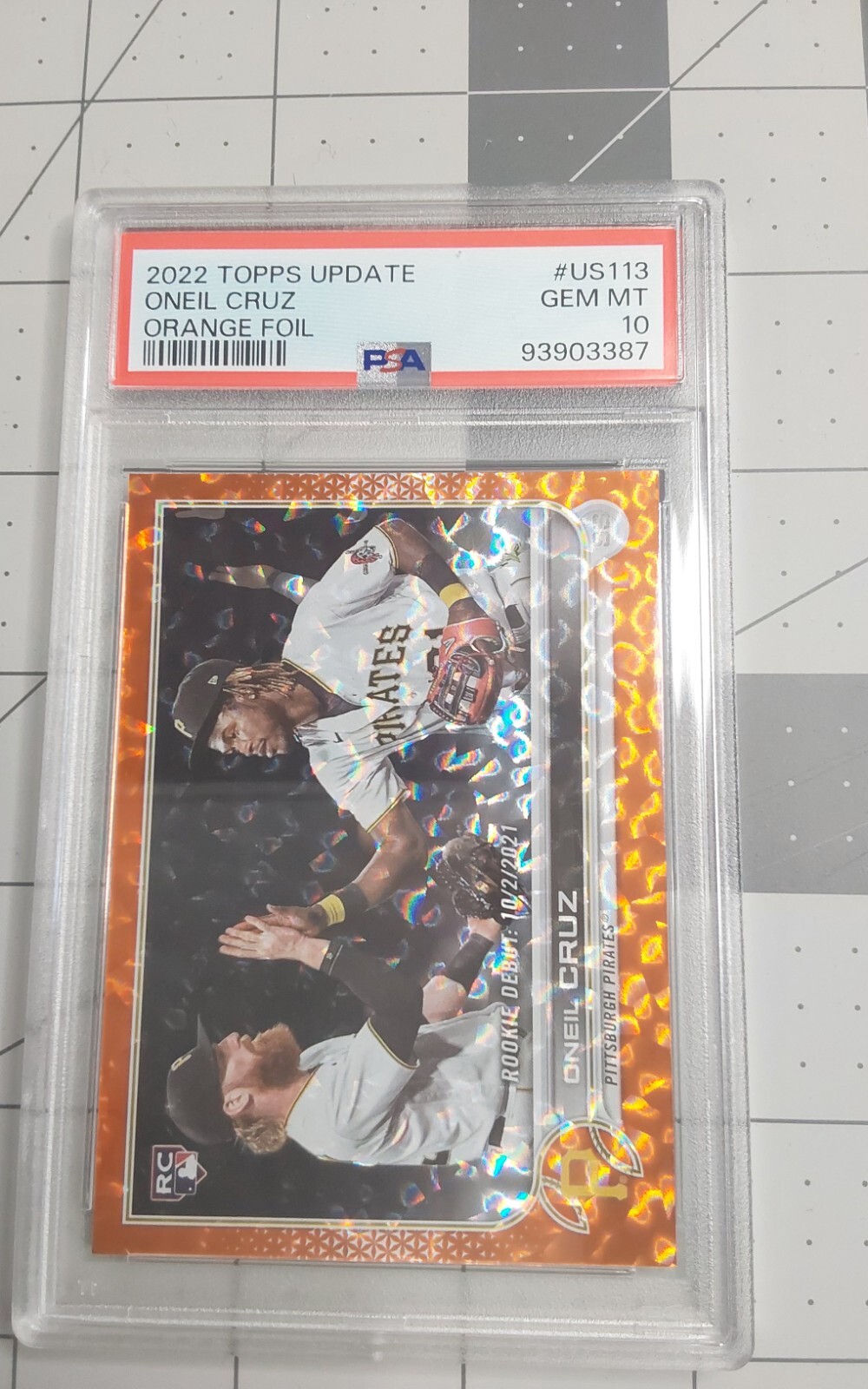 2022 Topps Baseball #US113 Oneil Cruz Orange Foil 286/299 PSA 10