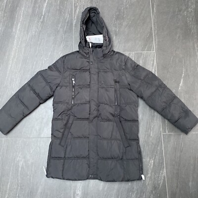Men's ICEbear Winter Down Parka Mid-Length Waterproof Jacket In Black Size Large