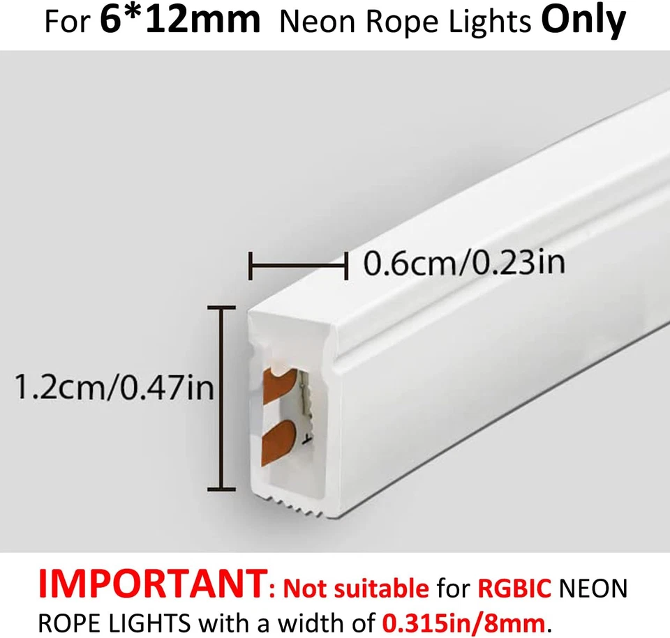 Neon Rope Light Mounting Brackets, 100PCS Clips for 6X12Mm LED Flex Strip - Image 3 of 4