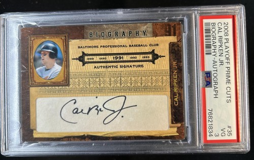 2008 Playoff Prime Cuts Cal Ripken Jr. Auto Biography #/24 Orioles PSA 3