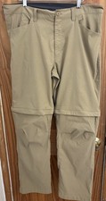 Eddie Bauer Convertible Tech Zip Off Outdoor Hiking Tan Nylon Size 38x32 Pants