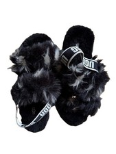 UGG Fluff Yeah Womens Size 8 Black White Faux Fur Slingback Platform Sandals