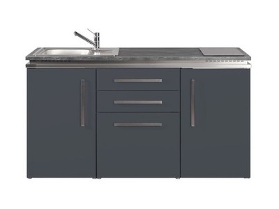 Stengel Miniküche Designline MD 160 Schiefergrau mit Kühlschrank, 160 cm