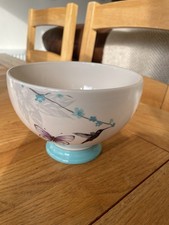 Ceramic Plant Pot Turquoise Blue and White 15.5 Top Diameter x 8cm Bottom D.