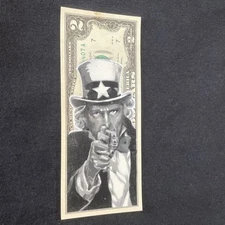 Savage Uncle Sam 2 Dollar Bill Original painting Graffiti Art Street Art Tattoo