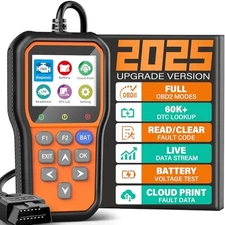  YM319 OBD2 Scanner Diagnostic Tool with Battery Tester, Enhanced Engine Orange