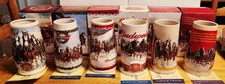 SET OF 6 BUDWEISER HOLIDAY STEINS 2008 TO 2013 NIB COA
