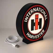 International Harvester Lighted Sign – Bold with Logo | LED Wall Décor for Garag