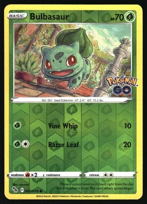 Pokemon Reverse Holo Bulbasaur Pokemon GO 001/078 NM
