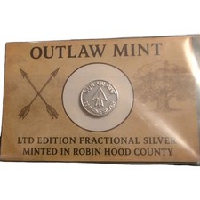 BULLION -1g Outlaw Mint Nottingham / Robin Hood County Fractional Silver Round