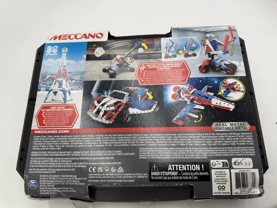 Caixa de ferramentas Meccano Maker's 437 peças brinquedo a vapor construção robô carro torre idade 10+ nova - Imagem 4 de 4