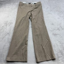 Ann Taylor Loft Marisa Trouser Women's 4 Tan Wide Leg Linen Blend Dress Workwear