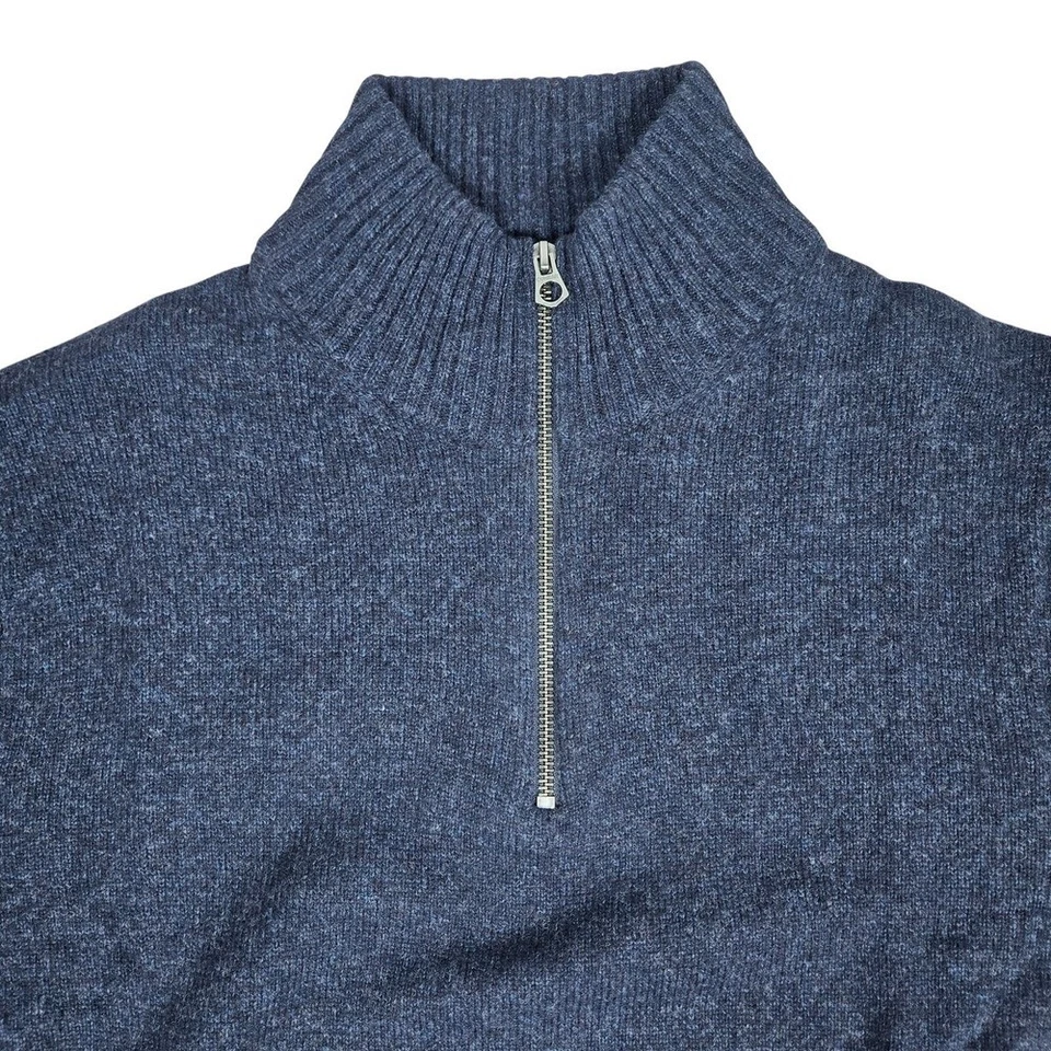 J. Crew Marled rugged merino wool-blend half-zip sweater Marled Indigo L NWT - Image 3 of 4