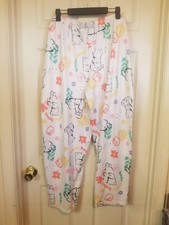 Disney Winnie The Pooh Pj Lounge Pants 3X 22/24W White Multi Floral Pckts Wd Leg