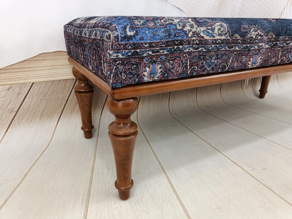 Handmade Furniture Upholstered Bench Hallway Bench Wooden Coffee Table - Image 3 of 4
