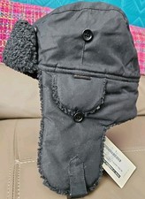 Barbour  Wax Trapper Hat Black Fleece Tartan Lined Size Small BNWT