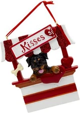 Kurt Adler Rottweiler Dog Kissing Booth Christmas Tree Ornament - 4" Resin